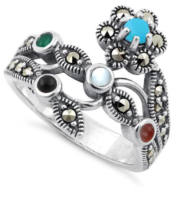 Multi-Color Marcasite Ring