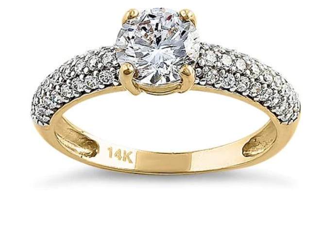 Gold Noble Round Ring - Solid 14K Yellow Gold
