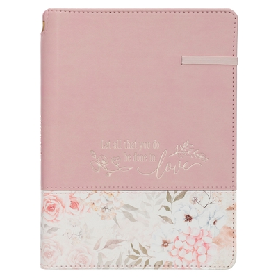 Christian Art Gifts Classic Journal W/Built in Pen Holder Done in Love 1 Corinthians 16:14 Bible Verse Inspirational Scripture Writing Notebook for Wo