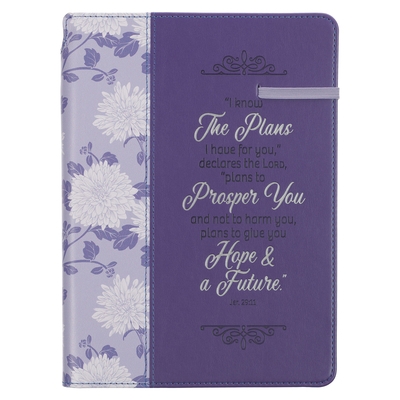 Christian Art Gifts Scripture Journal I Know the Plans Jeremiah 29:11 Bible Verse Inspirational Faux Leather Notebook, 336 Ruled Pages, Elastic Closur