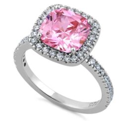 Cushion Cut Pink CZ Ring