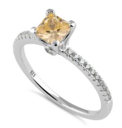Princess Cut Champagne CZ Ring