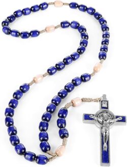 Sanctum Veritas Saint Benedict Rosary Necklace (Blue)