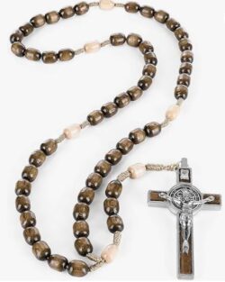 Sanctum Veritas Saint Benedict Rosary Necklace (Brown)