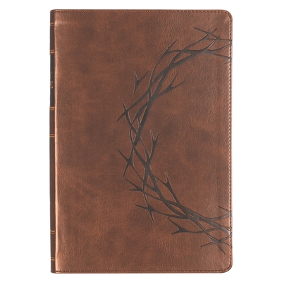 KJV Bible Giant Print Full Size Faux Leather Crown of Thorns/Amazing Grace, Brown