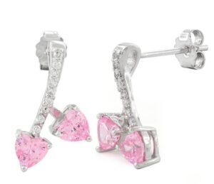 Cherry Hearts Earrings (Pink)