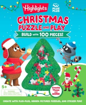 Christmas Puzzle and Play: Build with 100 Pieces!: Holiday Puzzle and Building Set with Hidden Objects, Stickers and Plus-Plus Building Blocks for Kid