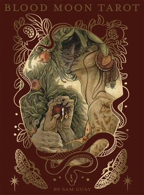 Blood Moon Tarot: Deluxe 78-Card Tarot Deck with Ethereal Watercolor Art, Linen Finish, Burgundy Edges, and Hardcover Book - Gold Foil-Accented Set