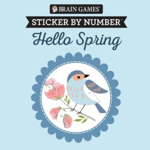 Brain Games - Sticker by Number Compact Edition: Hello Spring 7x7 Inches Easter Basket Filler, Travel Size Activity Book for Adults & Kids 7+