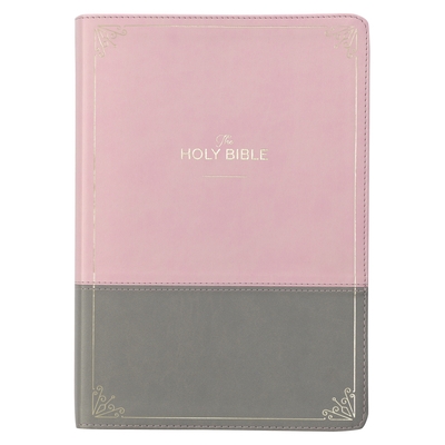 KJV Holy Bible, Super Giant Print Faux Leather Red Letter Edition - Ribbon Marker, King James Version, Pink/Gray