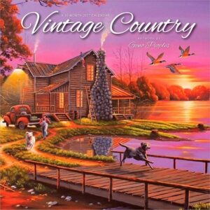 Vintage Country 2027 12 X 24 Inch (Hanging) Monthly Square Wall Calendar Featuring the Artwork of Geno Peoples Plastic-Free