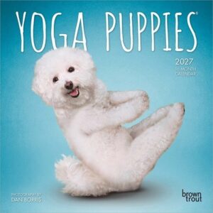 Yoga Puppies Official 2027 7 X 14 Inch (Hanging) Monthly Mini Wall Calendar